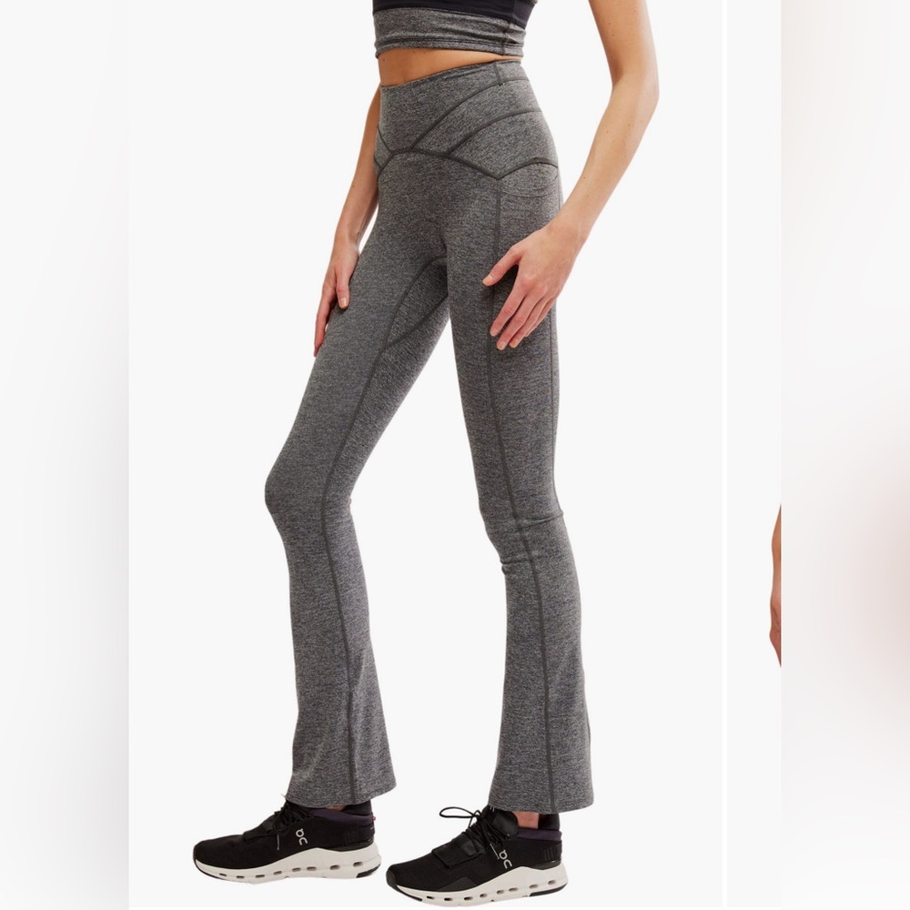 Free People Movement Mountain Blazing Pocket Flare Leggings Black Heather M NWOT